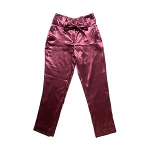 Purple Satin Straight Dress Pants